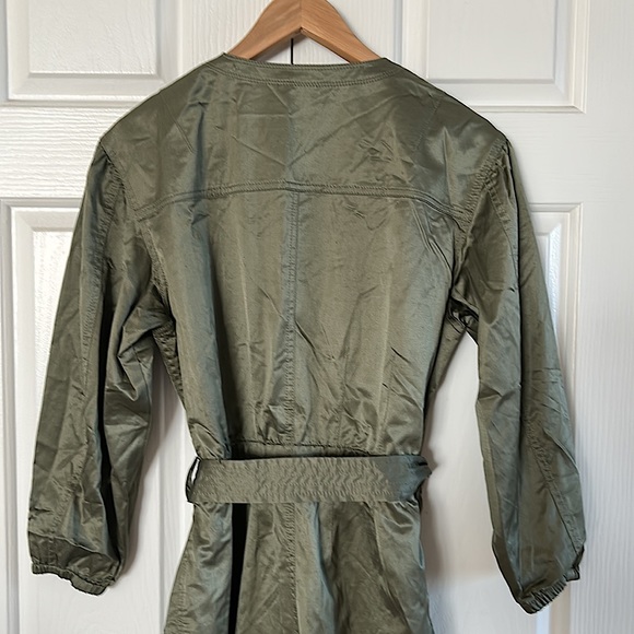 Rebecca Taylor Olive Green Long Sleeve Belted Jumpsuit **Size 8** 🔥🔥 - Picture 4 of 6